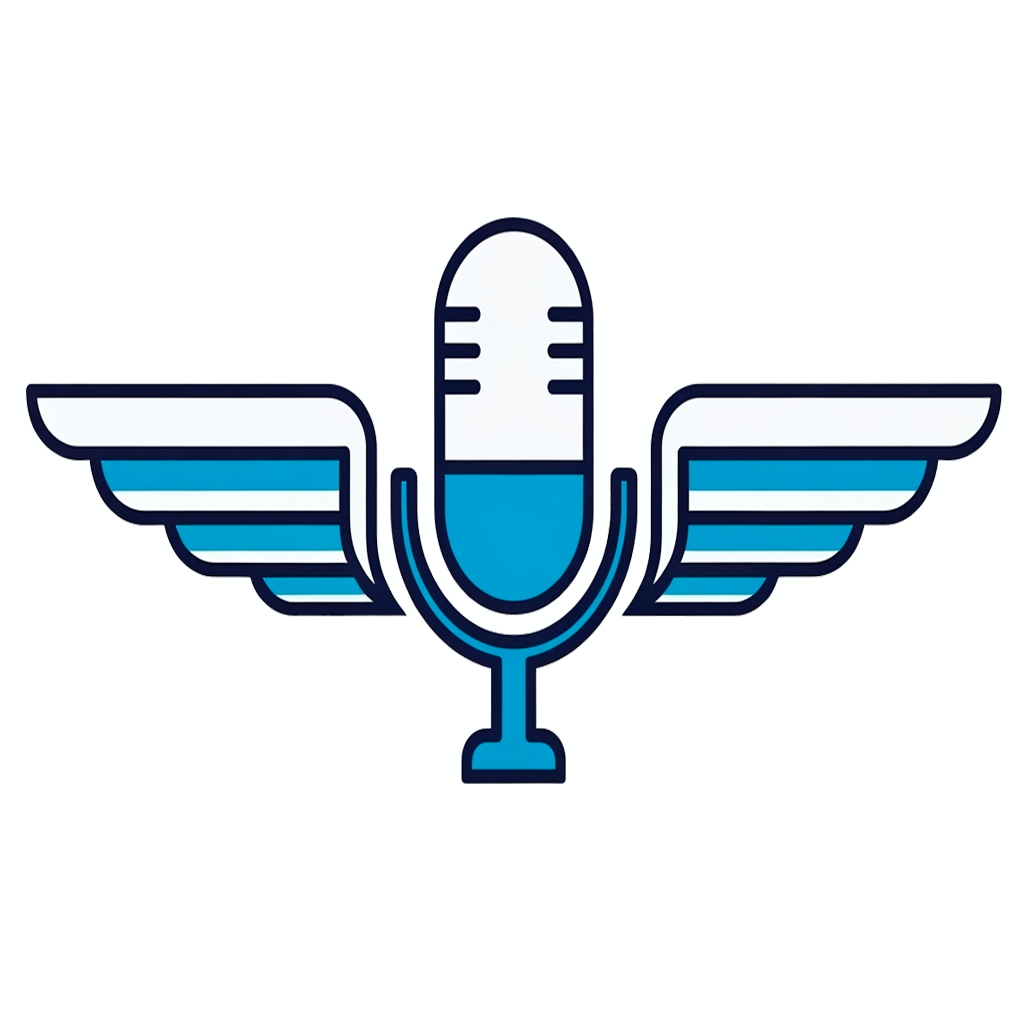 Ícone de microfone com asas de piloto